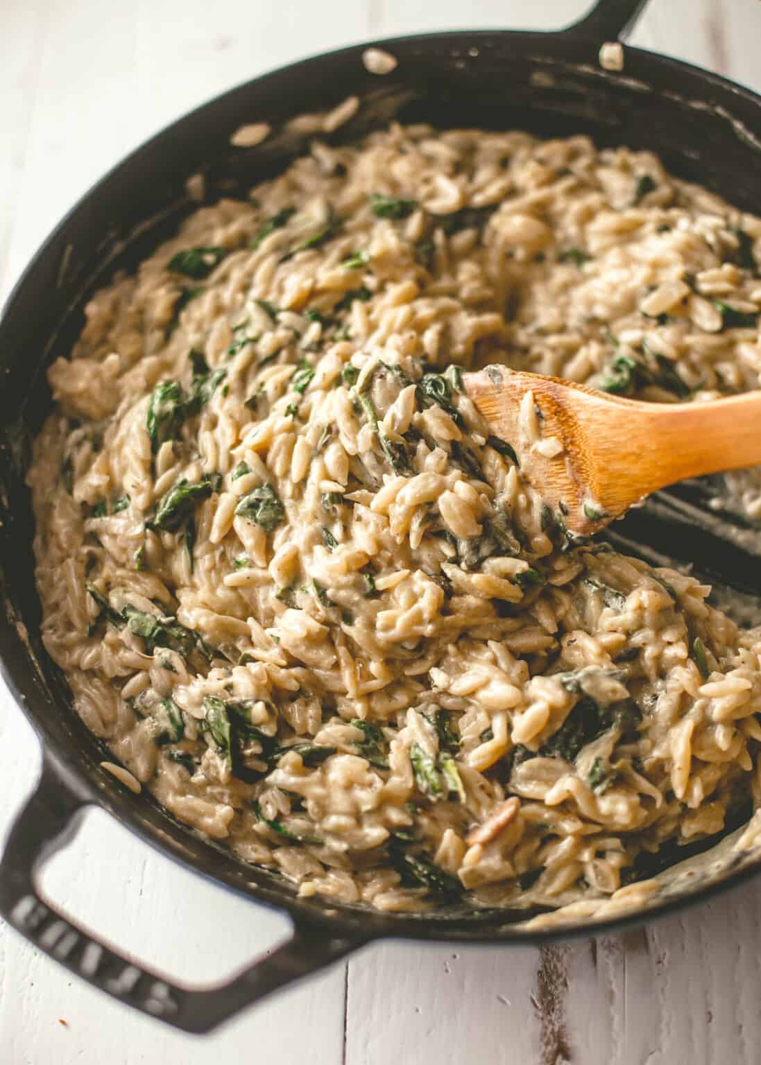 One Pan Chicken and Orzo with Spinach