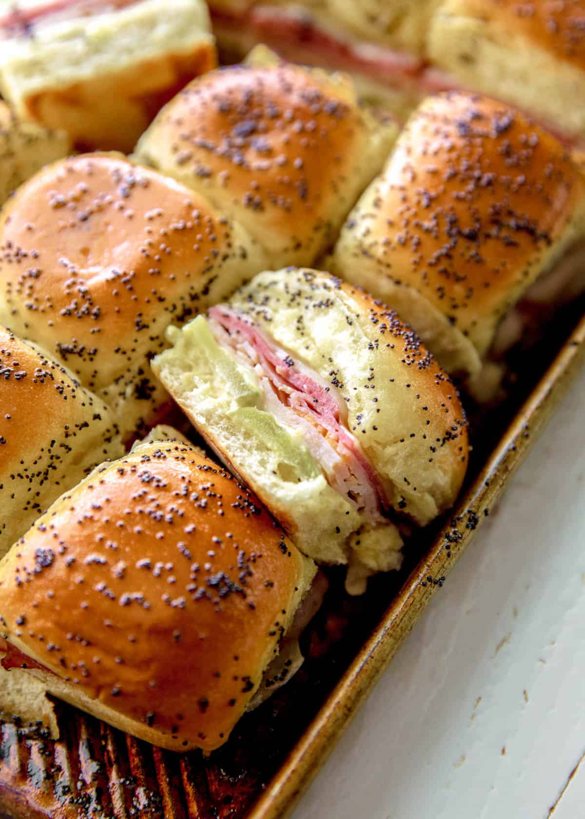 cooked sliders on a sheet pan