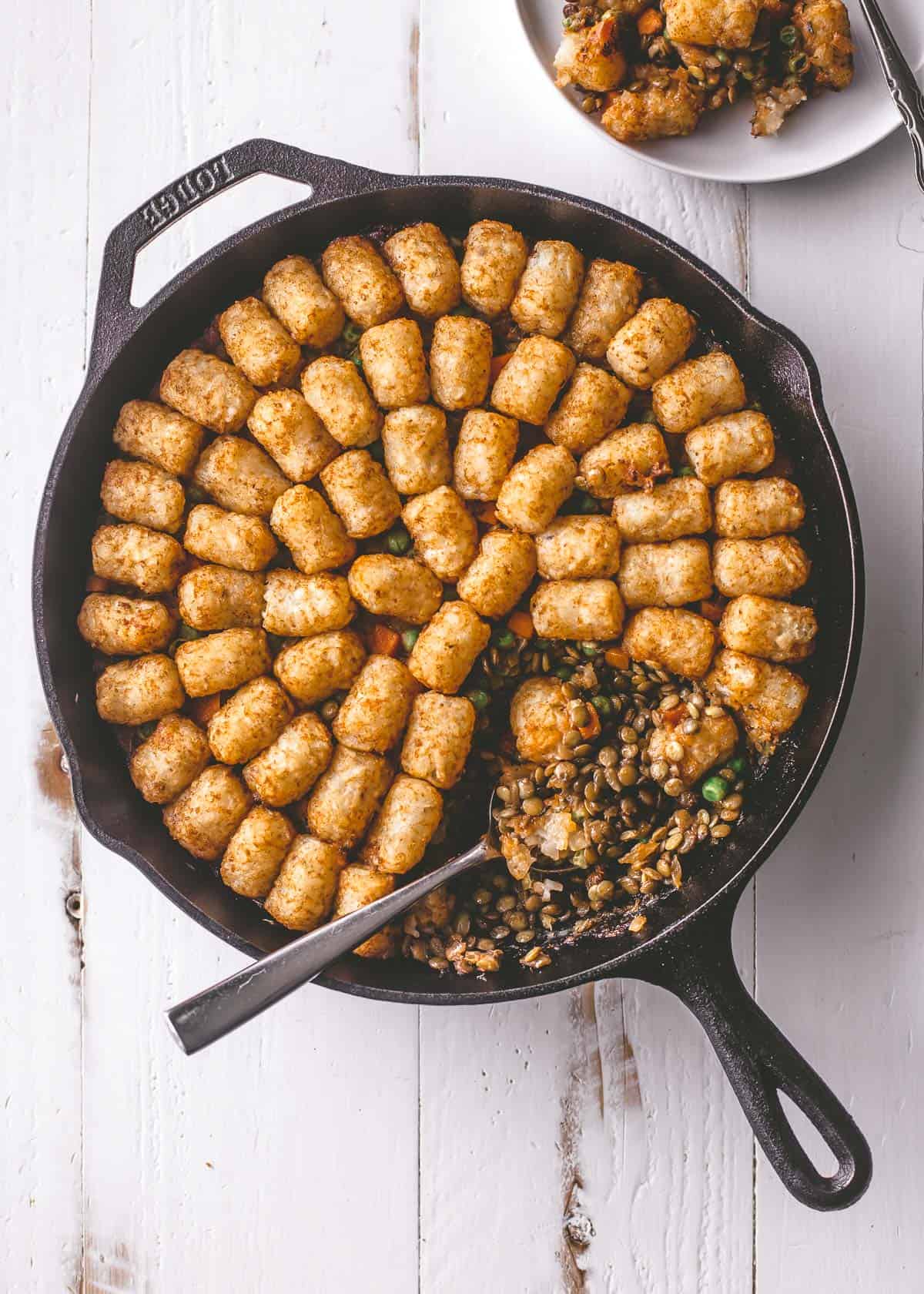 casserole in a cast iron skillet