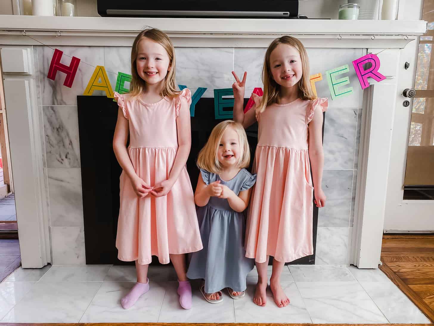 Molly, Clara and June on Easter 2021