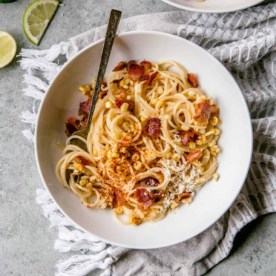 pasta in a white bowl