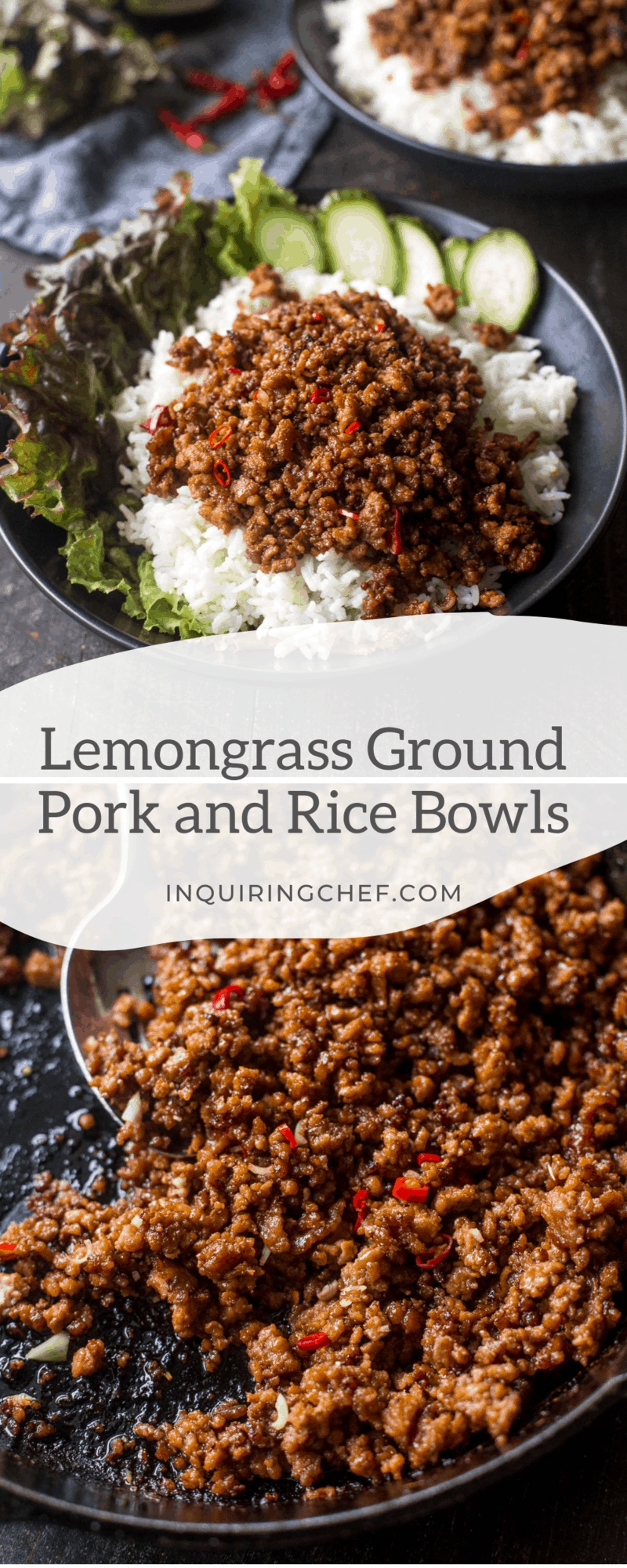 lemongrass ground pork and rice bowls