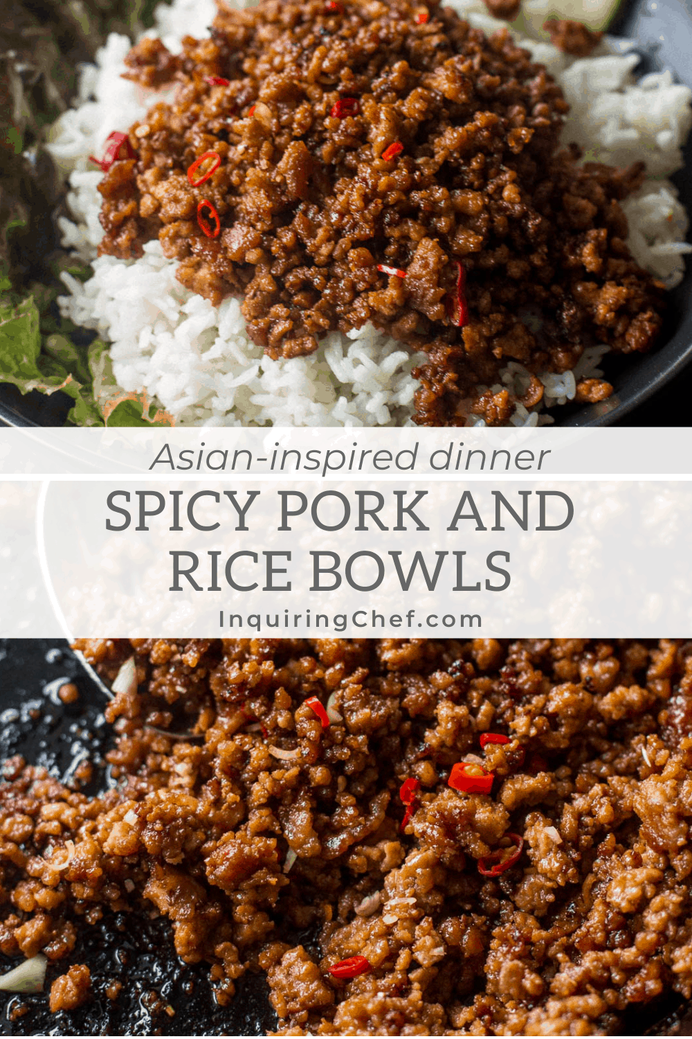 ground pork and rice bowls