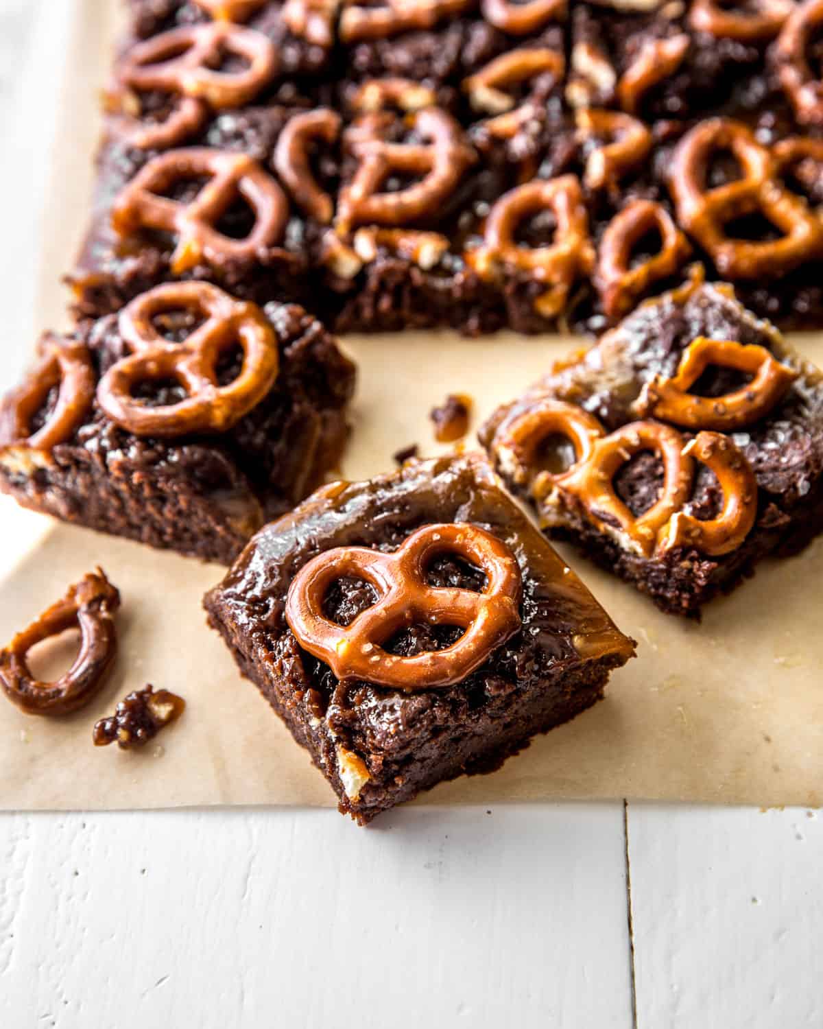 brownies on a piece of parchment paper