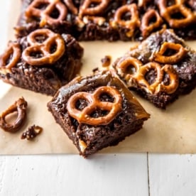 brownies on a piece of parchment paper