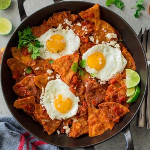 Chilaquiles with Fresh Tomatoes and Fried Eggs