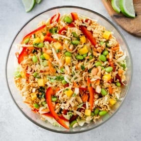 square image of crunchy Thai ramen noodle salad