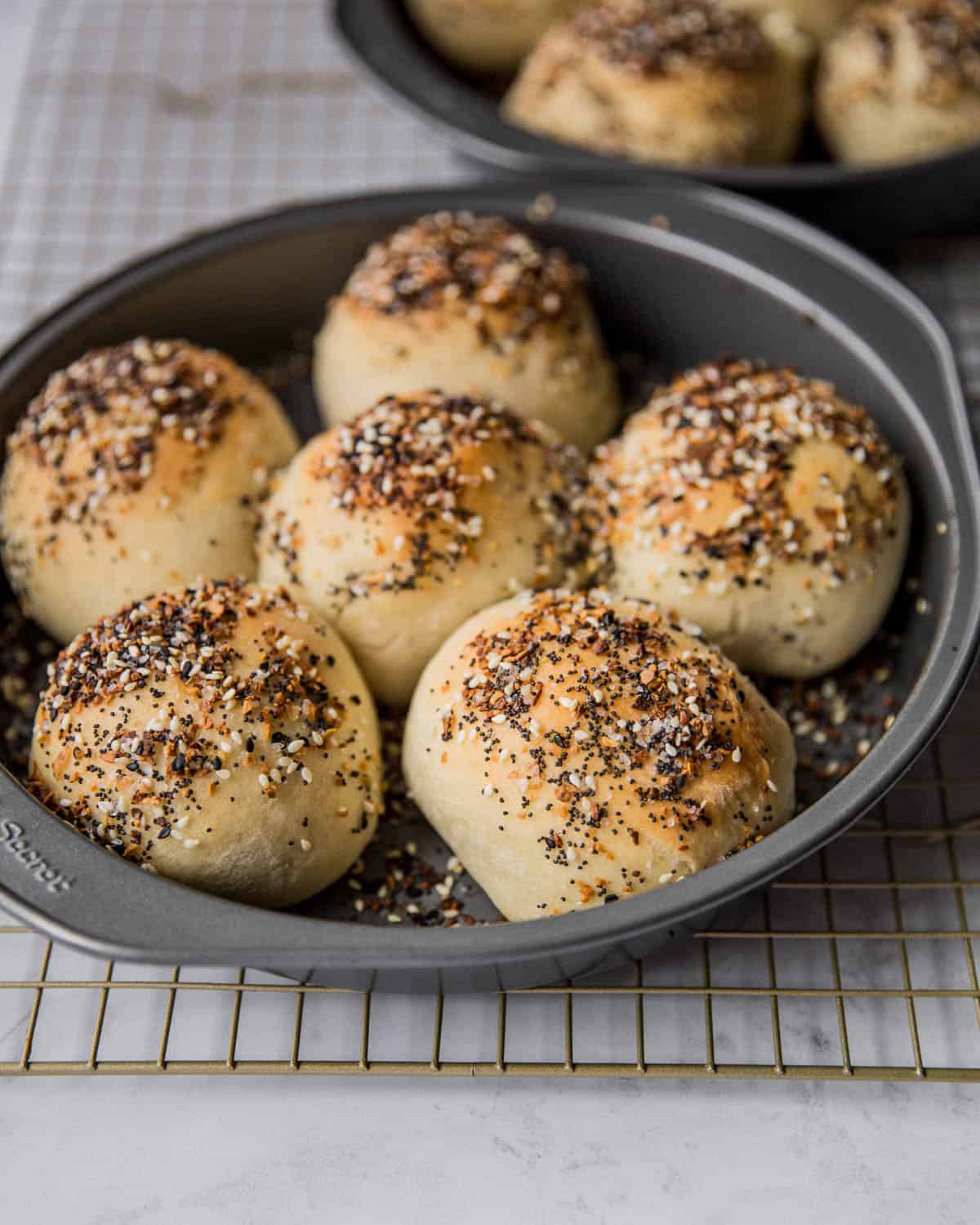 rolls in a round baking pan