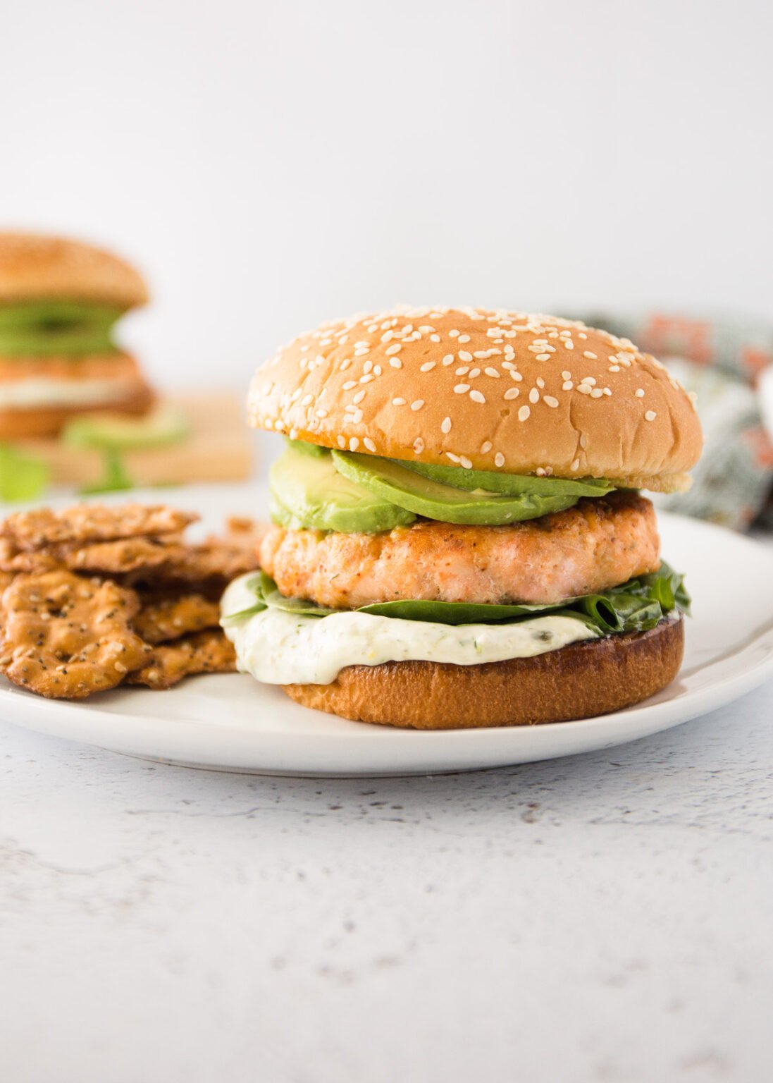 Salmon Burgers with Creamy Lemon Herb Sauce