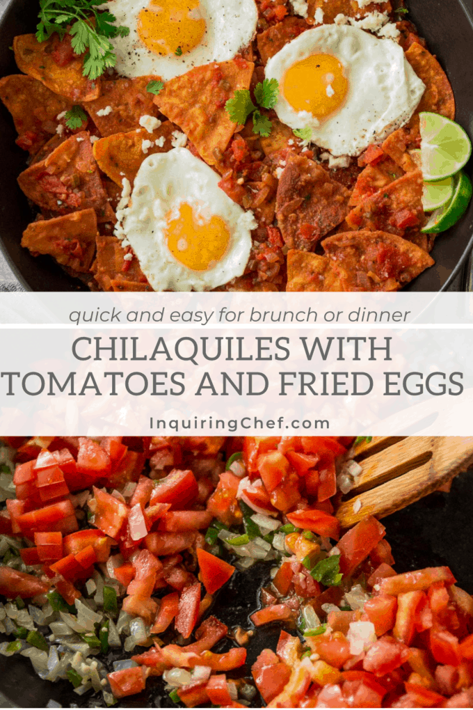 chilaquiles with tomatoes and fried eggs