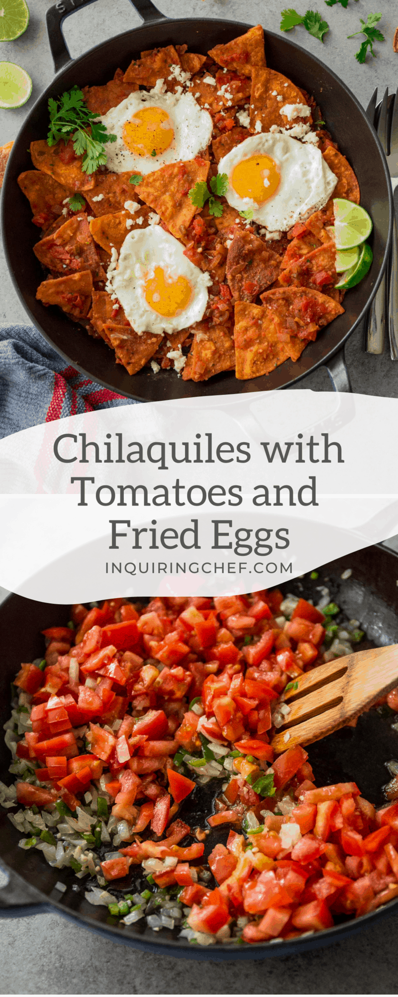 chilaquiles with tomatoes and fried eggs