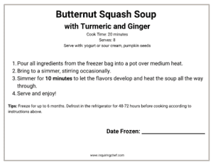 butternut squash soup freezer label