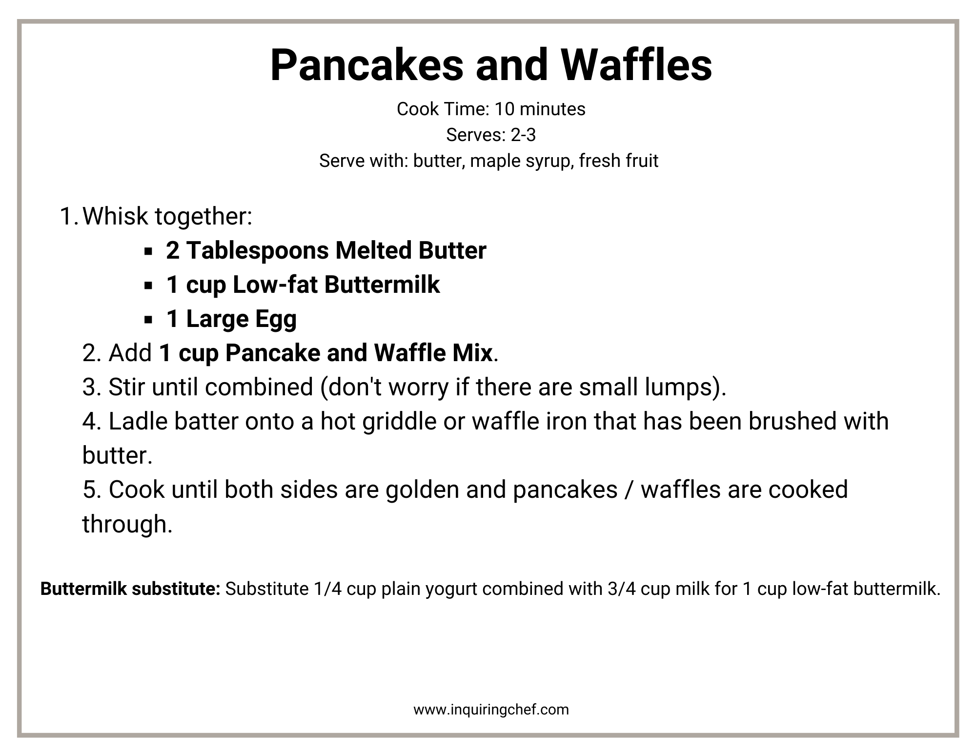 Homemade Pancake and Waffle Mix