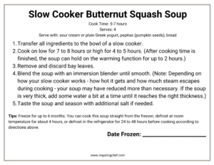slow cooker butternut squash soup freezer label