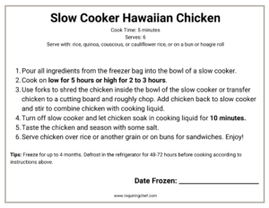 slow cooker hawaiian chicken freezer label