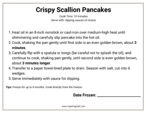 crispy scallion pancakes freezer label