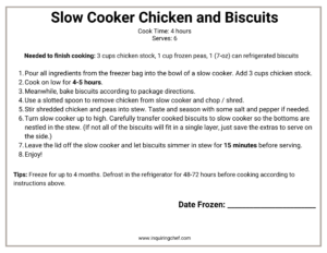 chicken and biscuits freezer label