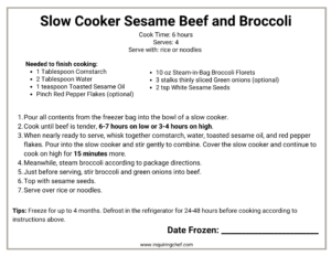 beef and broccoli freezer label