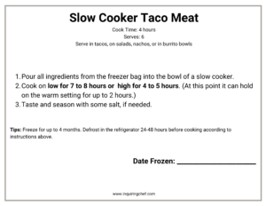 taco meat freezer label