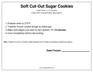 soft cut out sugar cookies freezer label