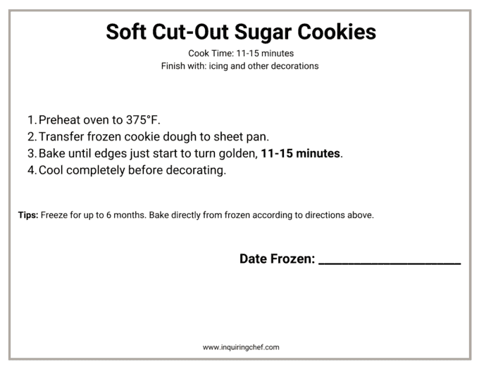 soft cut out sugar cookies freezer label