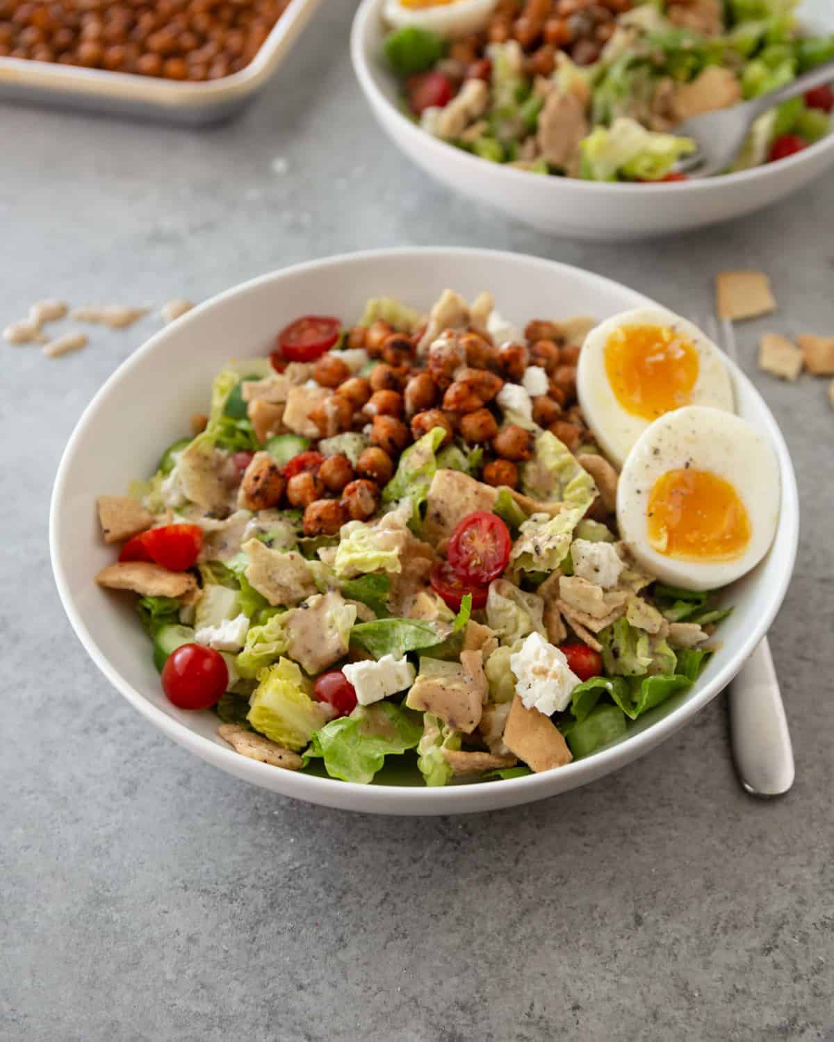 fattoush salad in a white bowl