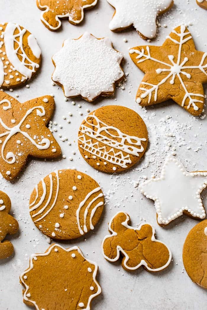 gingerbread cookies on a white table 