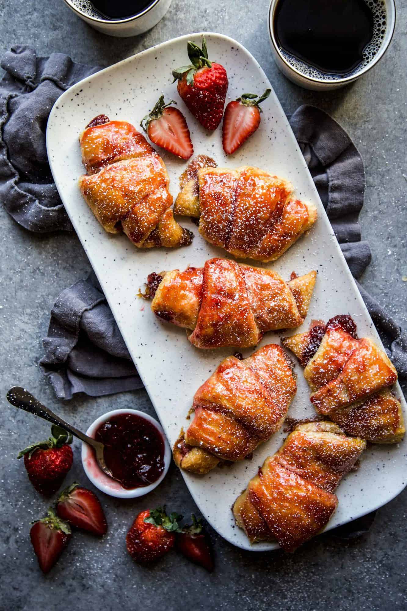 stuffed croissants on a grey countertop