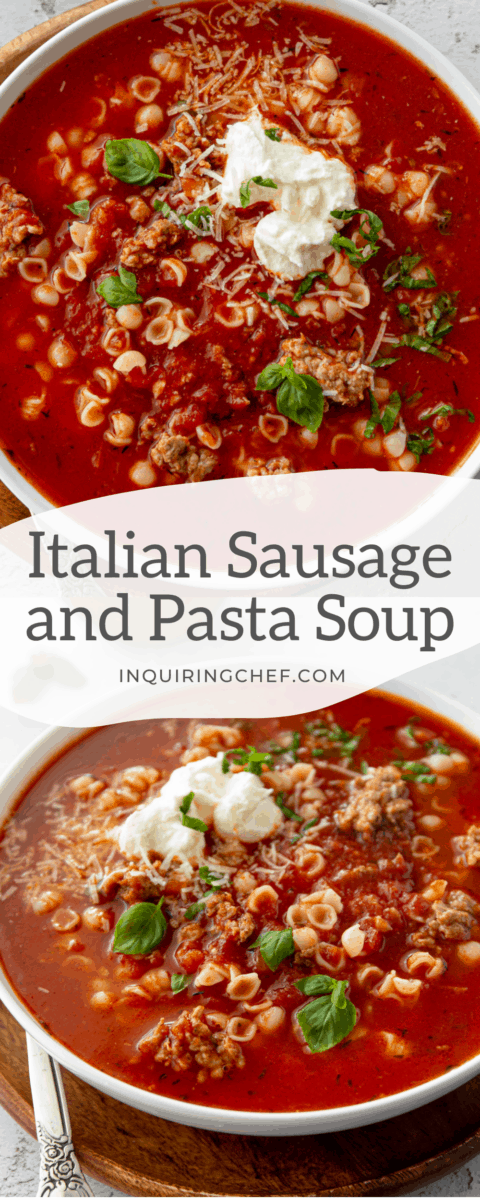 Italian Sausage and Pasta Soup with Ricotta