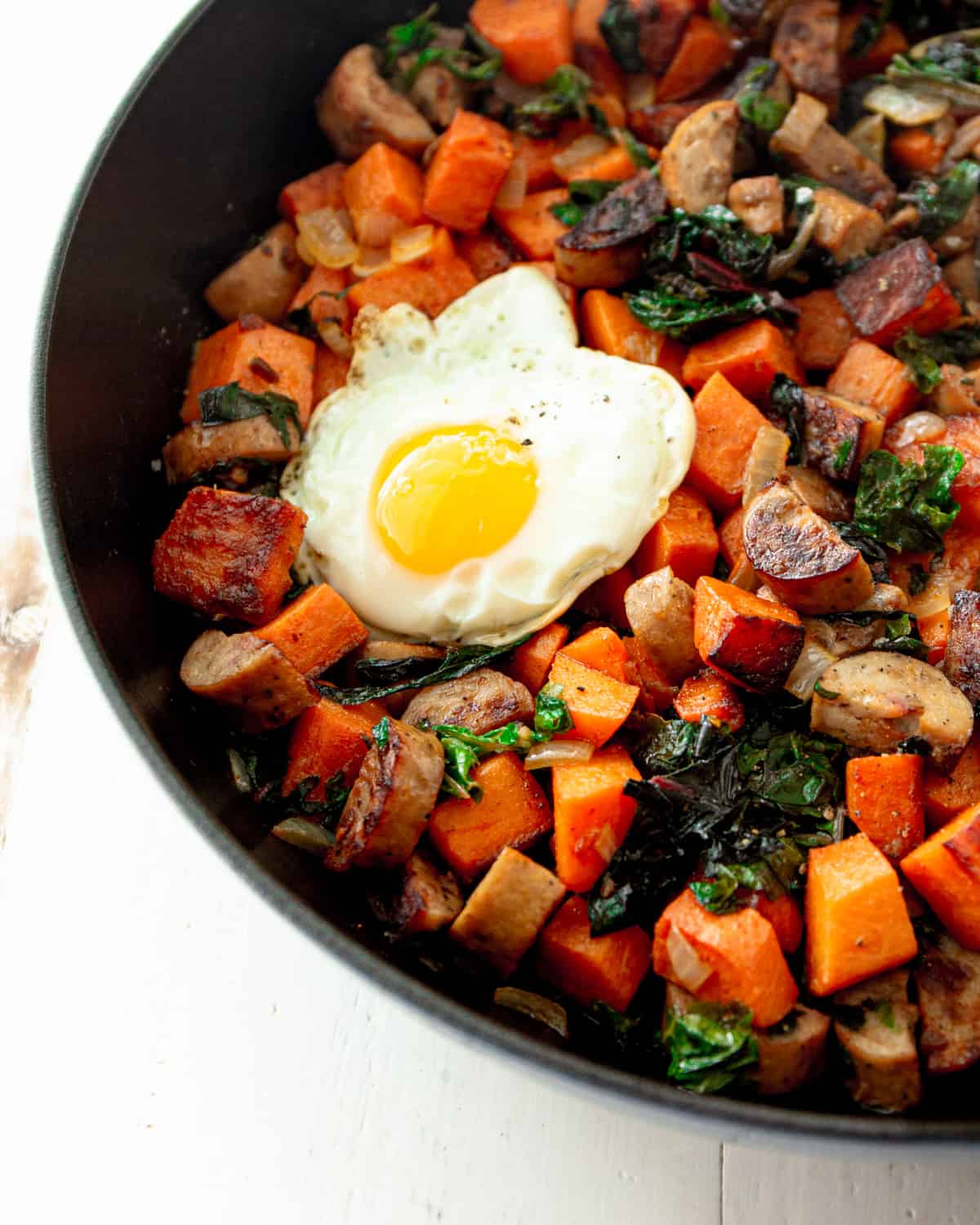 hash in a cast iron skillet