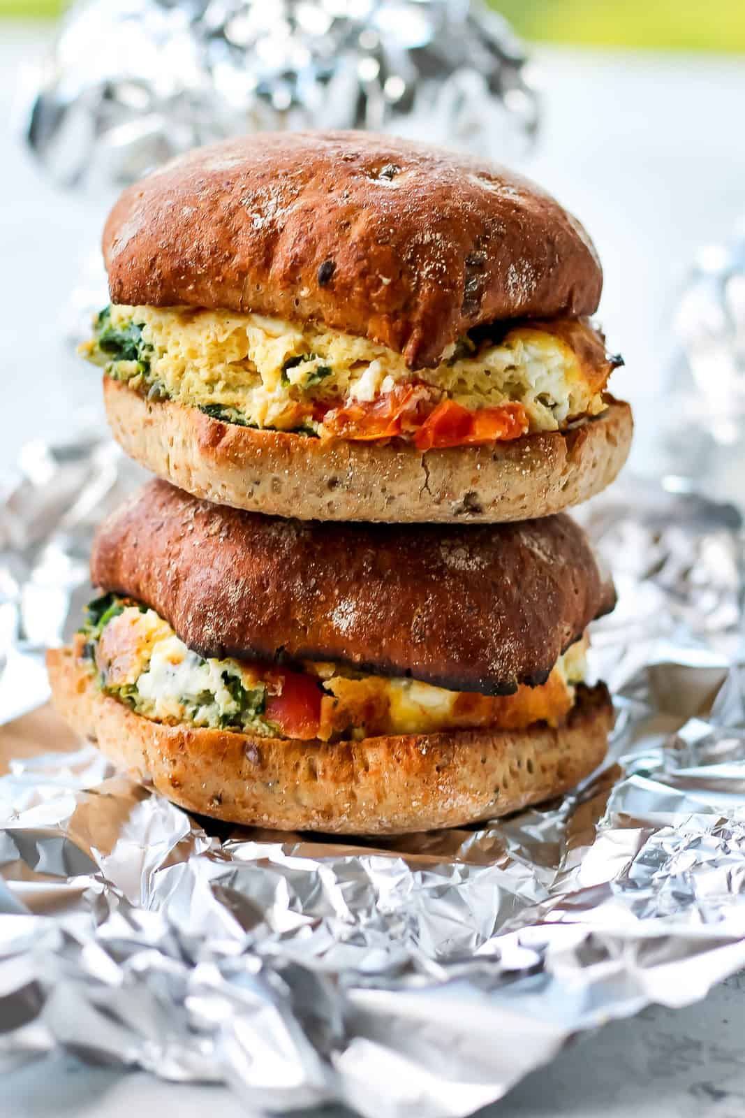 make ahead breakfast sandwich on foil