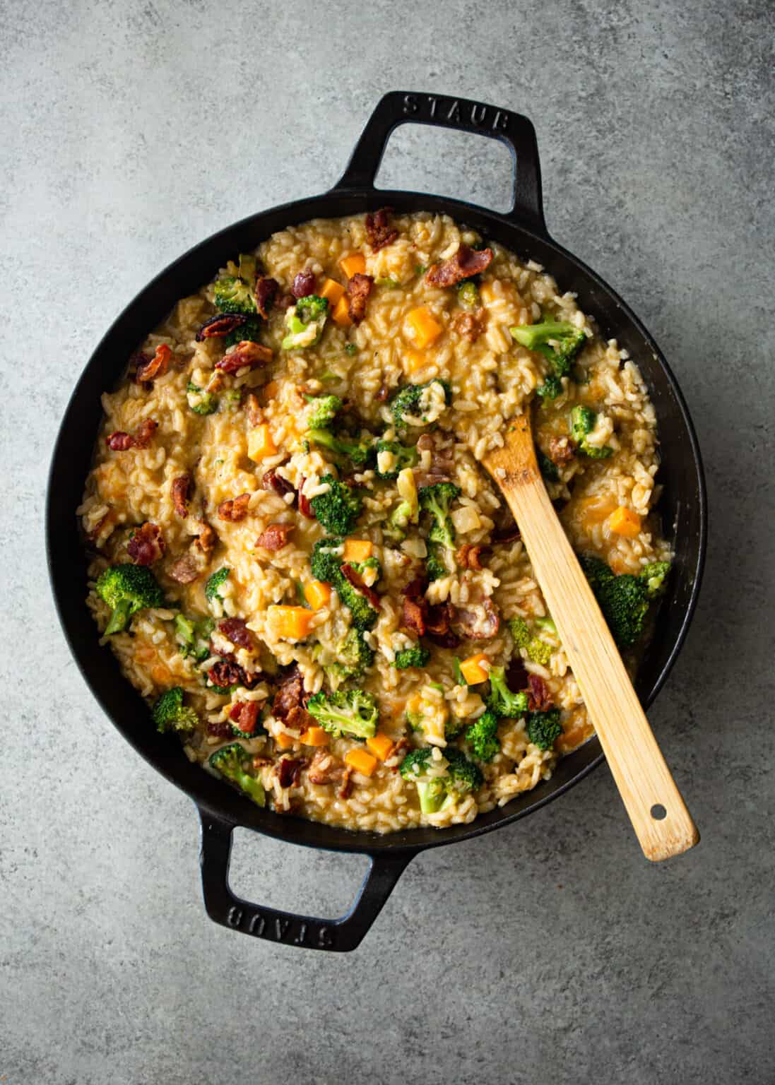 Broccoli and Cheddar Baked Risotto