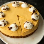 pumpkin cheesecake on a white tray