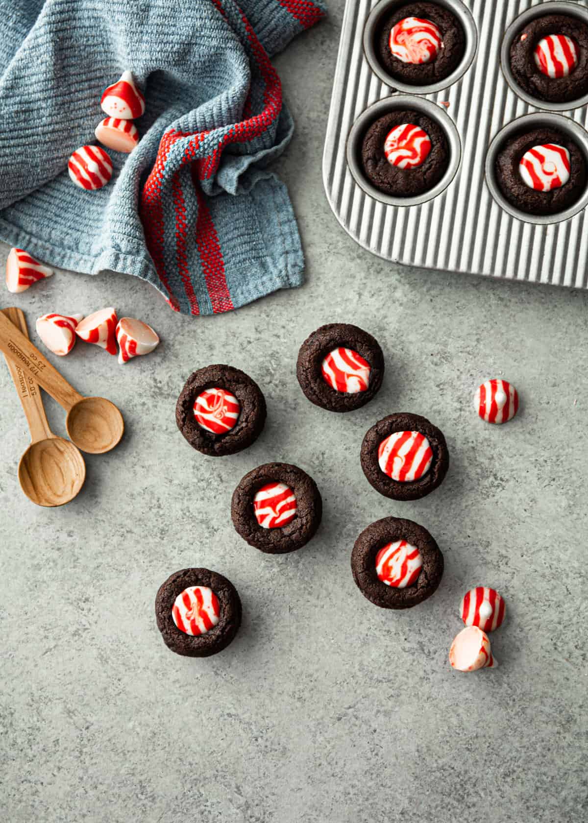 brownie bites on a grey countertop