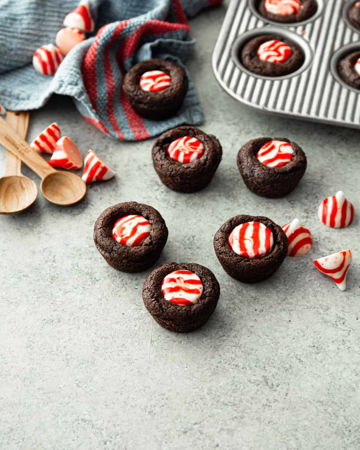 brownie bites on a grey countertop