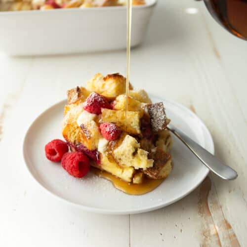 French Toast Casserole with Cream Cheese and Raspberries