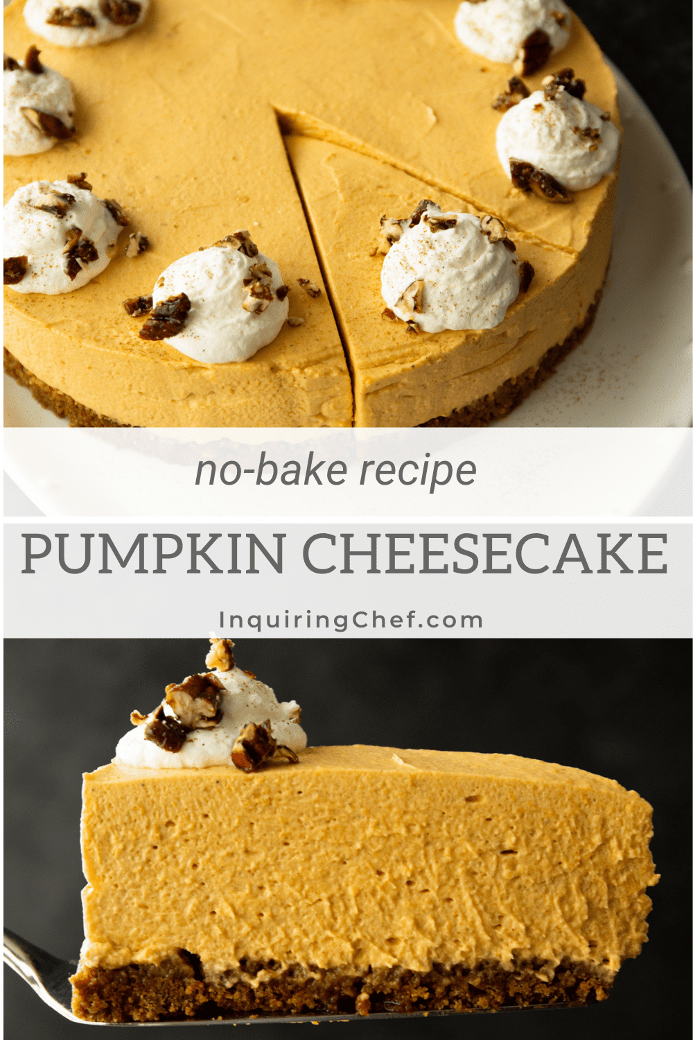 No-Bake Pumpkin Cheesecake with Gingersnap Crust