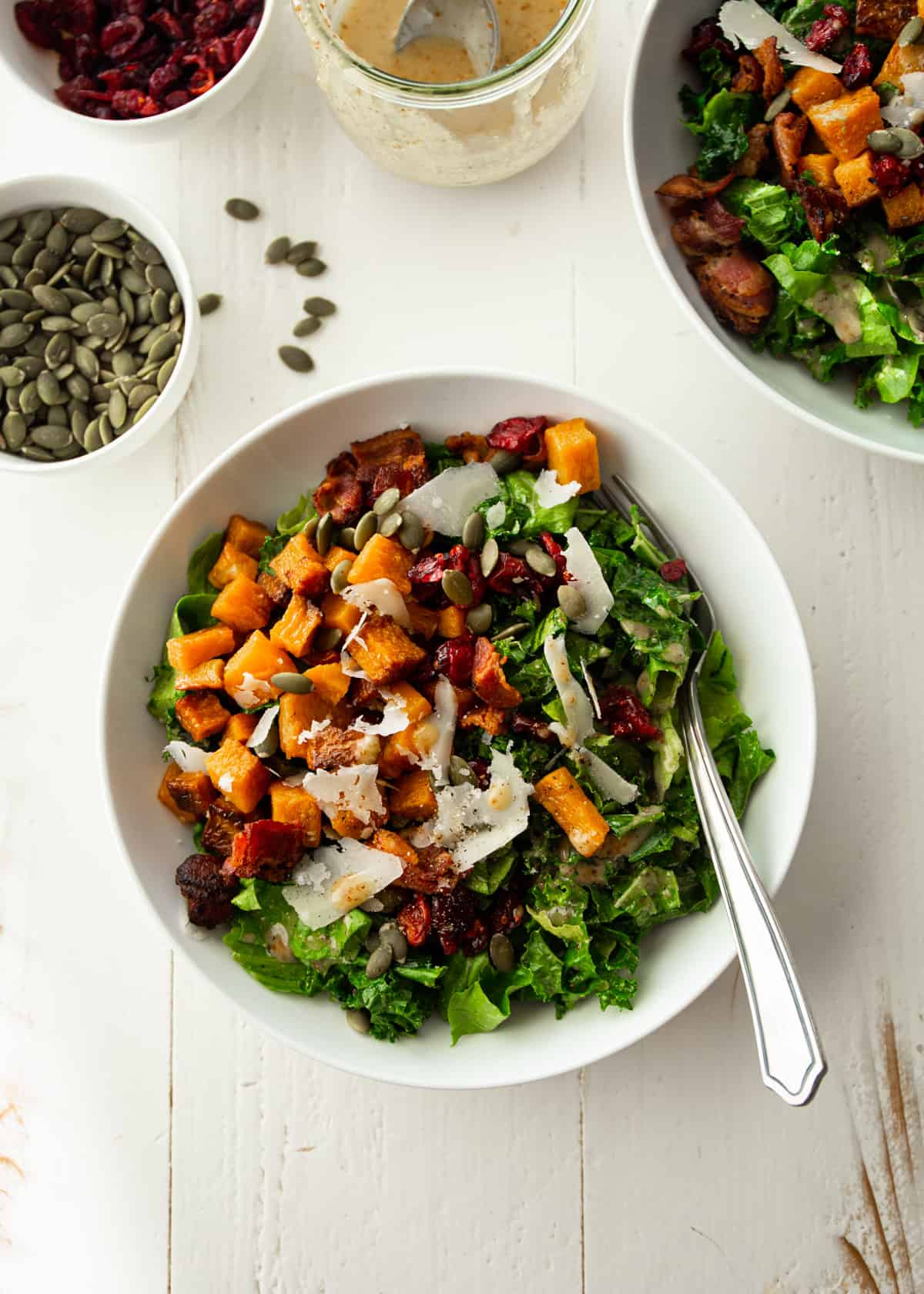 squash salad in a white bowl