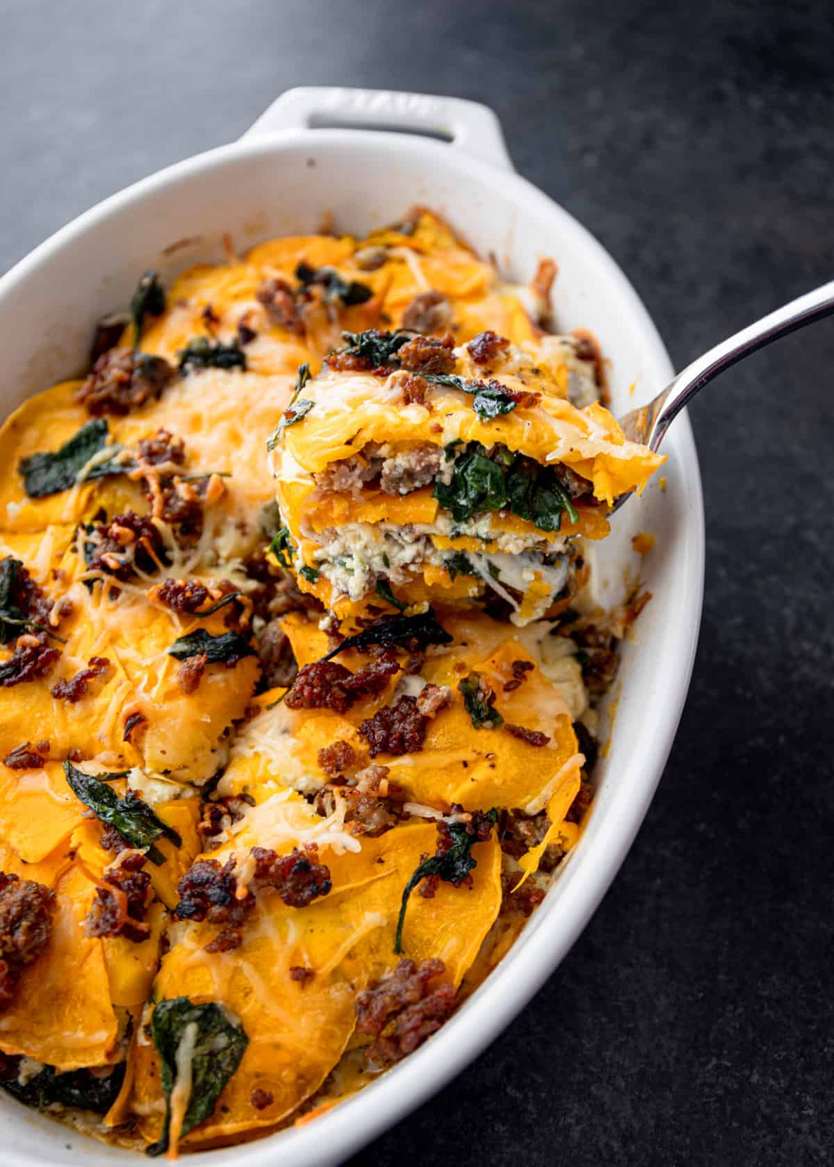 a spoonful of butternut squash lasagna 