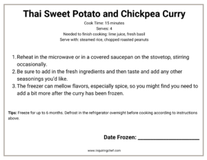 thai curry freezer label