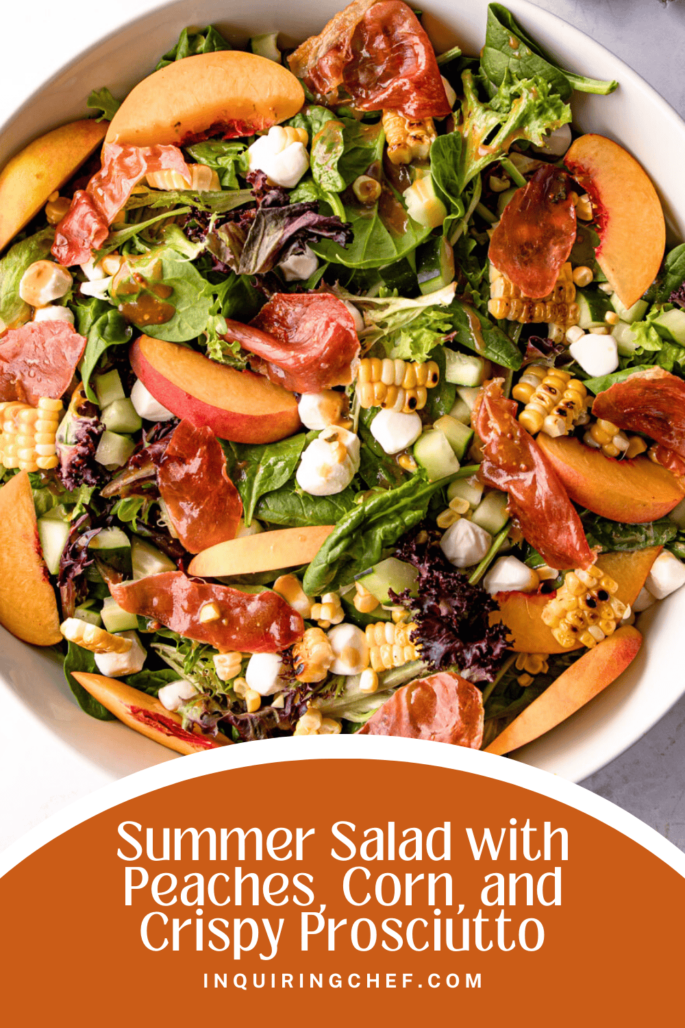 summer salad with peaches
