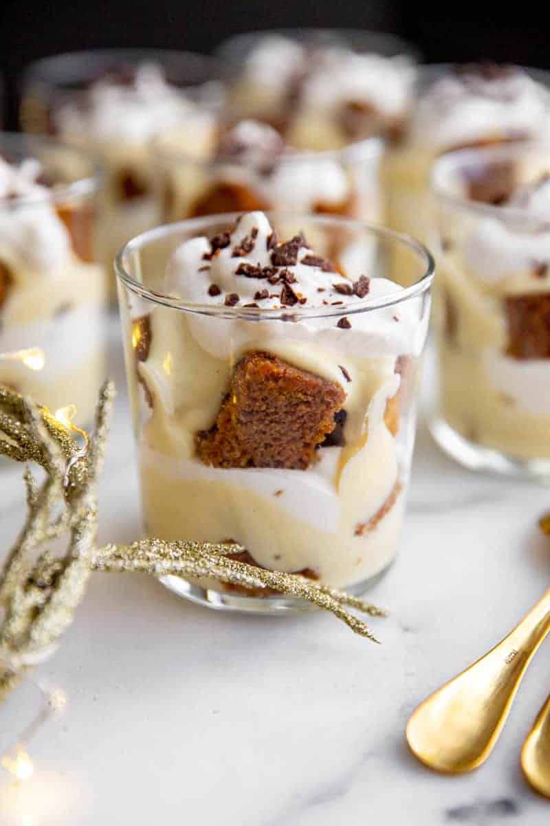 gingerbread trifle in a small glass