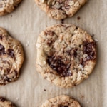 chocolate oatmeal cookie on a sheet pan