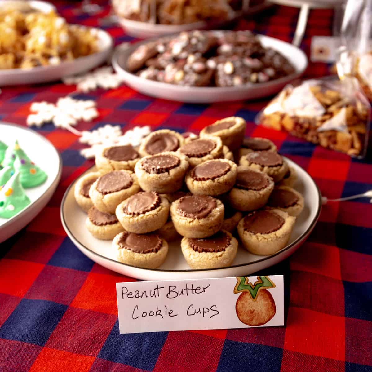 peanut butter cookie cups on a white plate