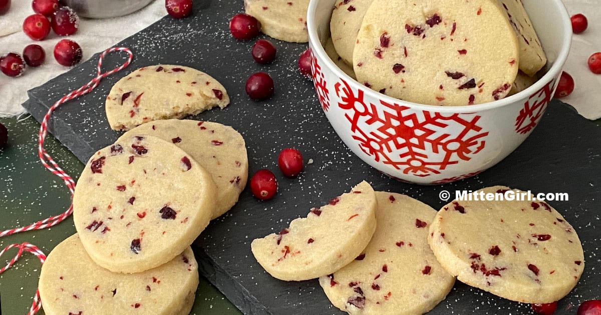 slice and bake shortbread cookies on a grey countertop