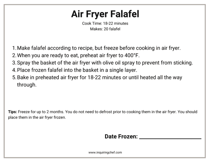 air fryer freezer label