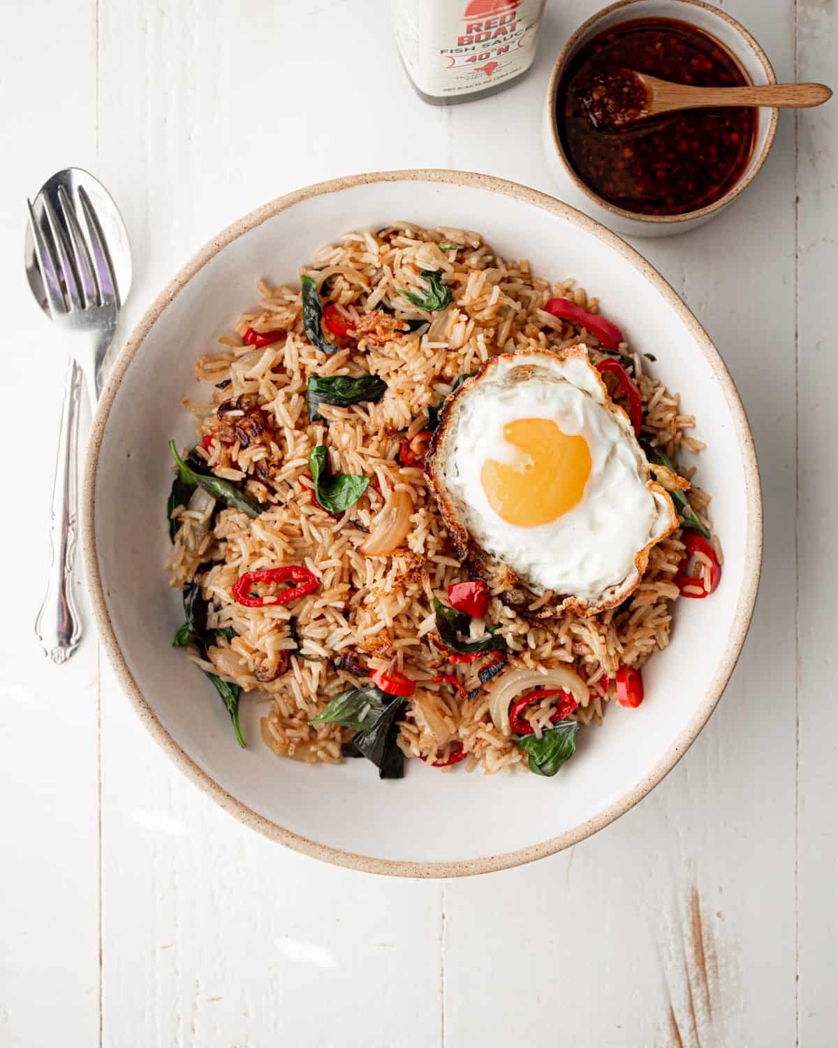 thai fried rice in a white bowl