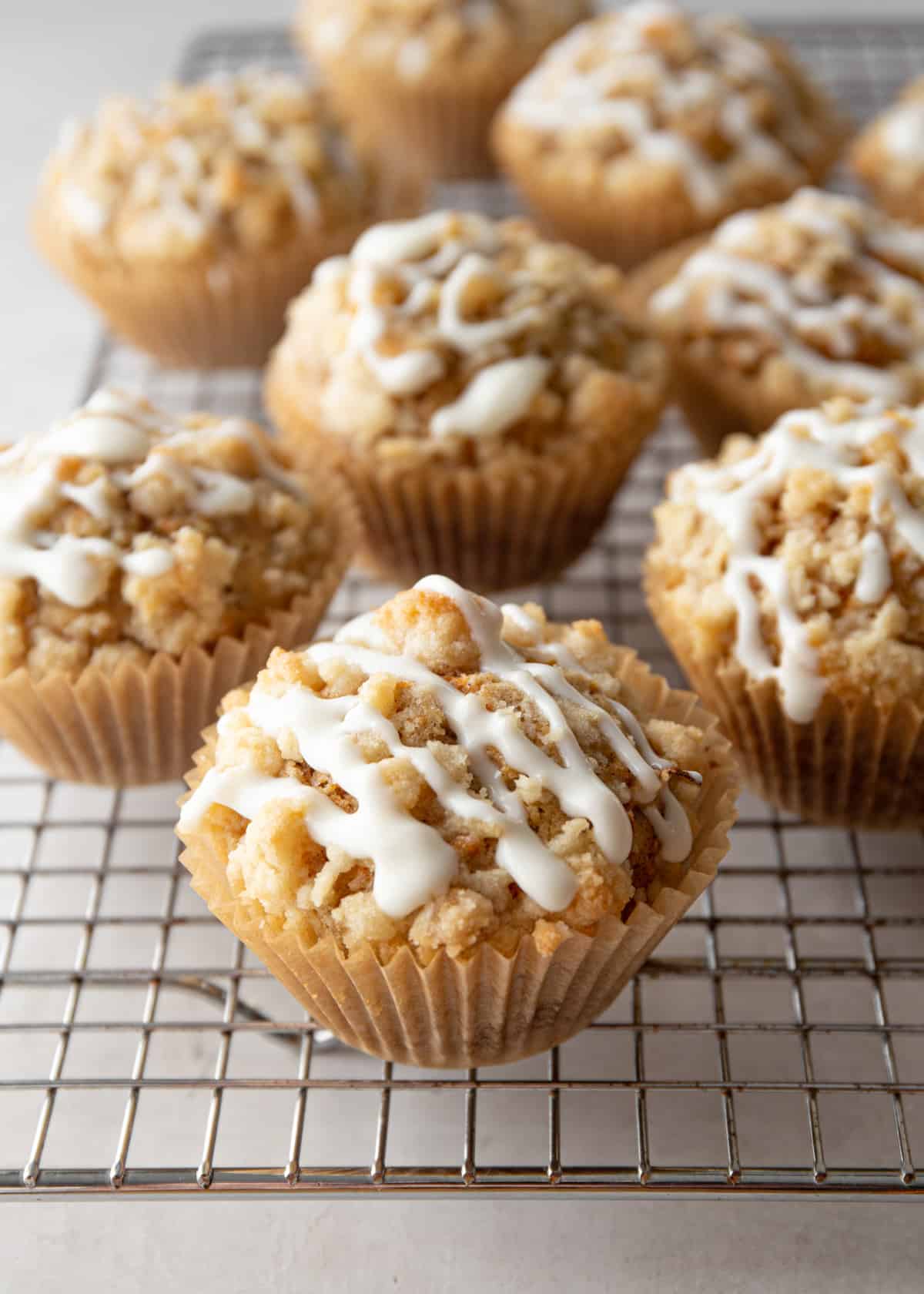 carrot cake muffins on a wire cooling rack