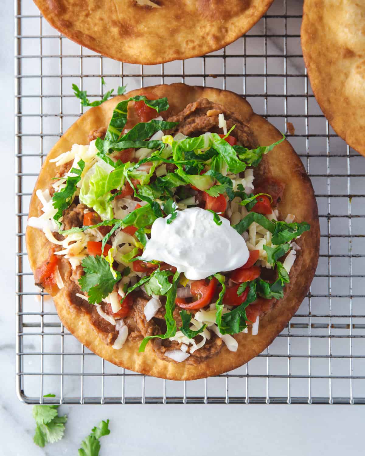 tostada on a wire cooling rack