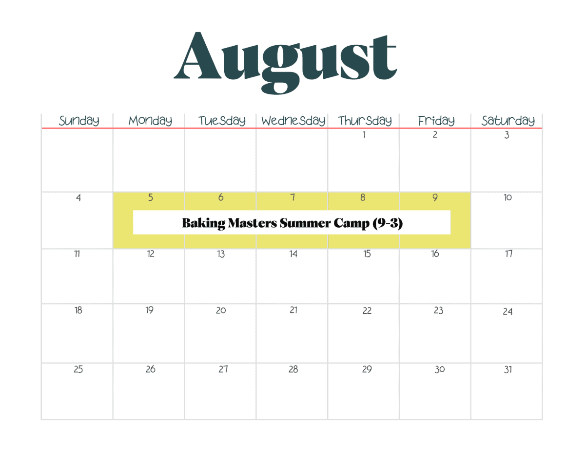 August Culinary Camps